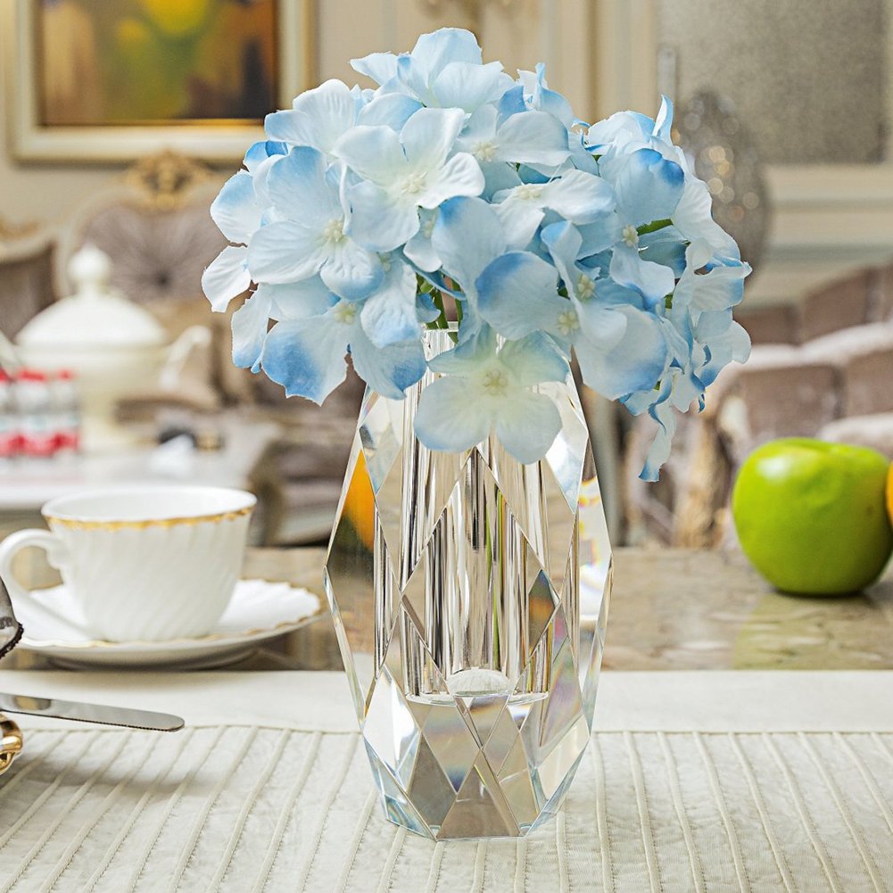 Donoucls Crystal Flower Vases Decorations 6" for Home Wedding Christmas or Gift - Clear with Gift Box