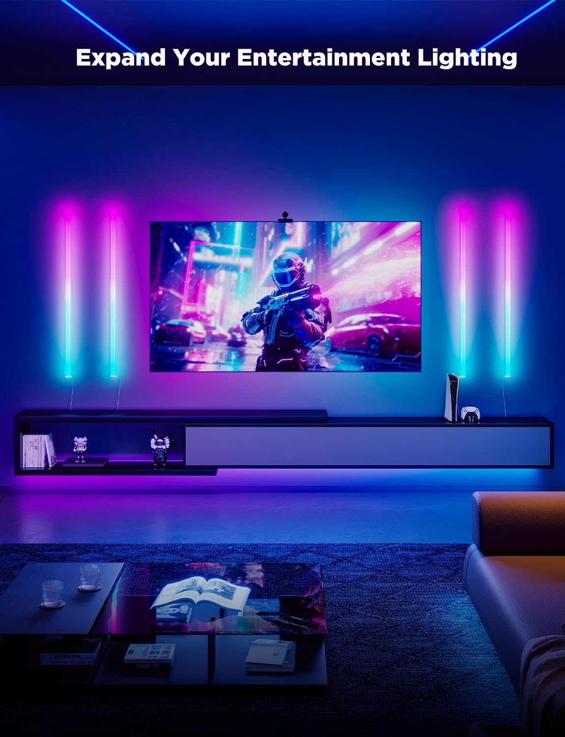 Govee Glide Wall Lights, RGBIC LED Light, Smart Gaming Light Compatible with SmartThings, RGB Lights Bar, LED Wall Lights for Bedroom, 2 Panels Set (3 Sections/Panel), Not Flexible