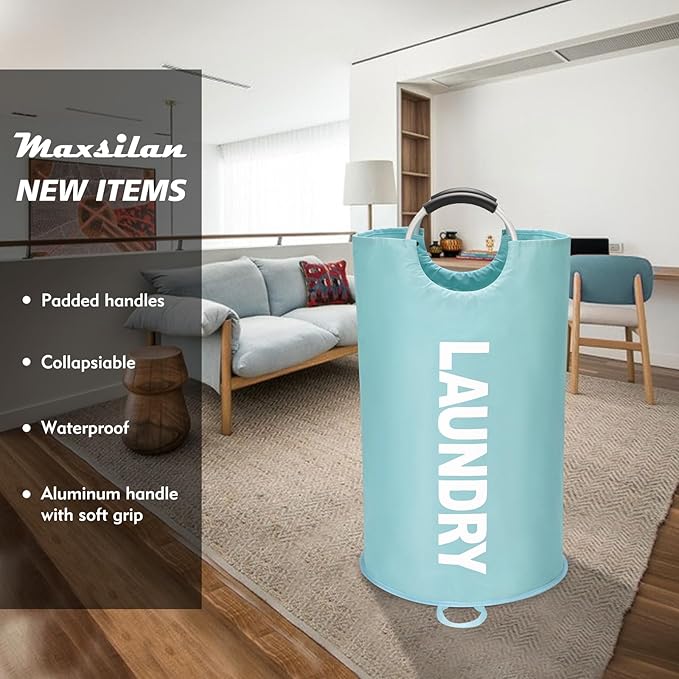 90L Large Laundry Basket, Freestanding Tall Clothes Hamper, Collapsible Laundry