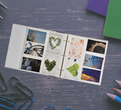 Arpan Large Slip In Pockets 3-Ring Binder Photo Album Holds 500 6x4" Photos Wedding, Baby Birthday (Slogan Art)