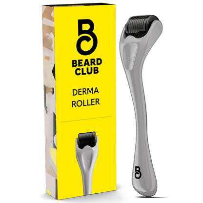 The Beard Club Derma Roller for Face, Body and Scalp - Microneedling for Men and Women with 540 Titanium Microneedles - Beard Roller & Micro Needling Scalp Hair - Black