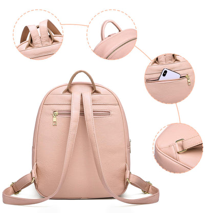 Myhozee Backpack Womens Fashion Leather PU Rucksack Lightweight Daypack School Bag Travel Small Backpack Handbag for Ladies & Girls(Black)
