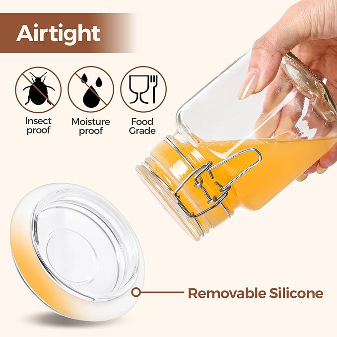 ComSaf Small Glass Jars with Airtight Lid Set of 6, Spice Jars 8 oz, Mason Jars