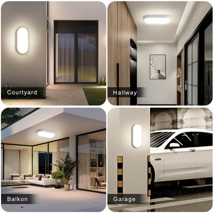 Letlit LED Ceiling Light with Motion and Twilight Sensor, 18W LED Bulkhead Light Outside, IP54 Bathroom Wall Light, 1800LM 4000K Porch Light Radar Sensor for Indoor,Outdoor,Hallway,Cellar,Garden