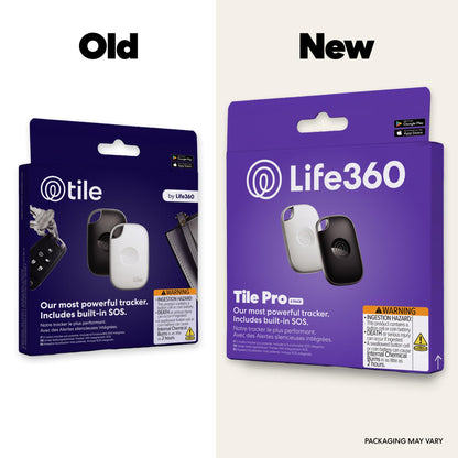 Life360 Tile Pro - Powerful Bluetooth Tracker, Key Finder and Item Locator for Keys Bags, and More. Both iOS and Android Compatible. Phone Finder. 2-Pack (Black/White)