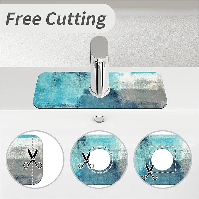 Kitchen Sink Splash Guard，Blue ocean Faucet Mat Sink Gadgets-Super Absorbent