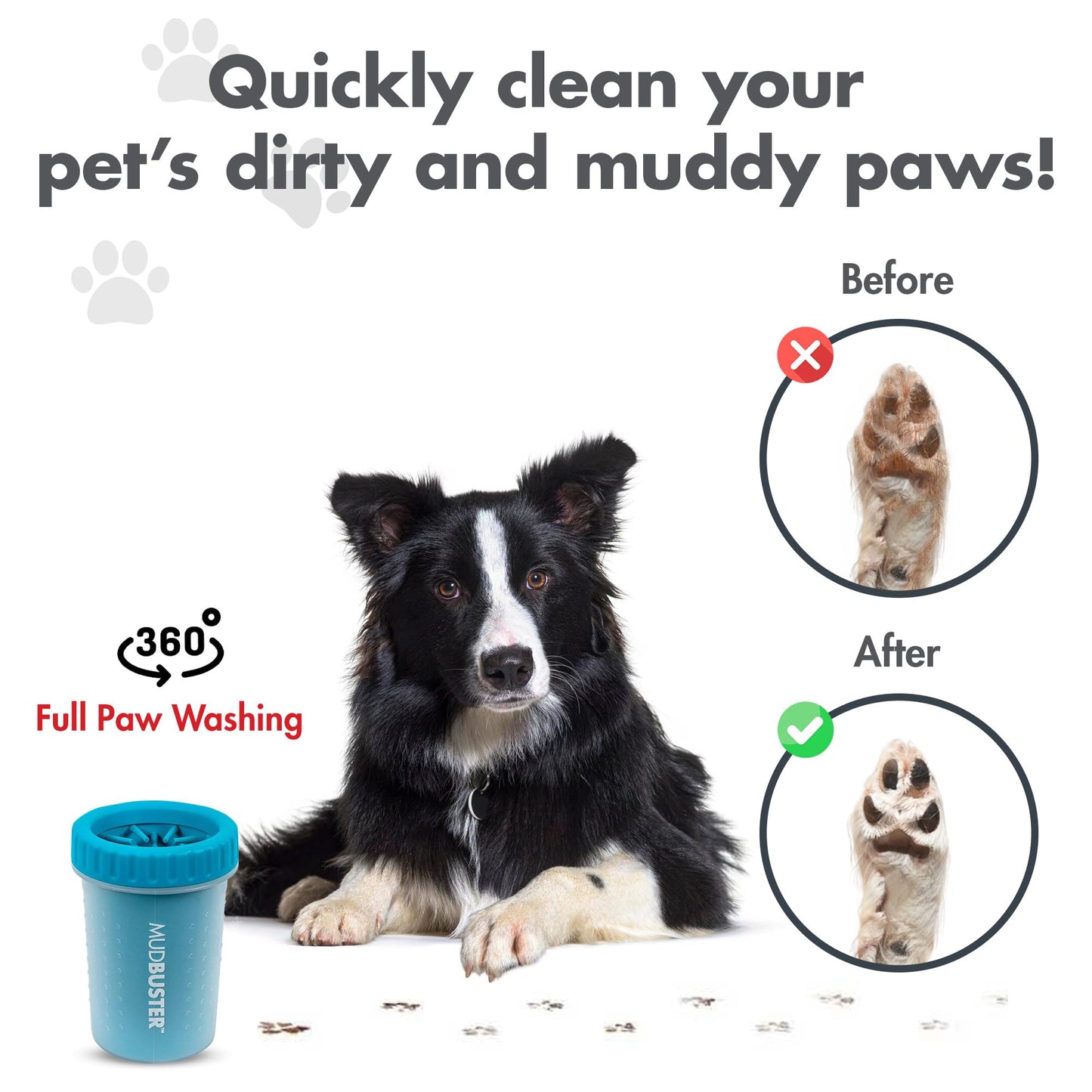 Dexas MudBuster Portable Dog Paw Cleaner, Medium, Blue