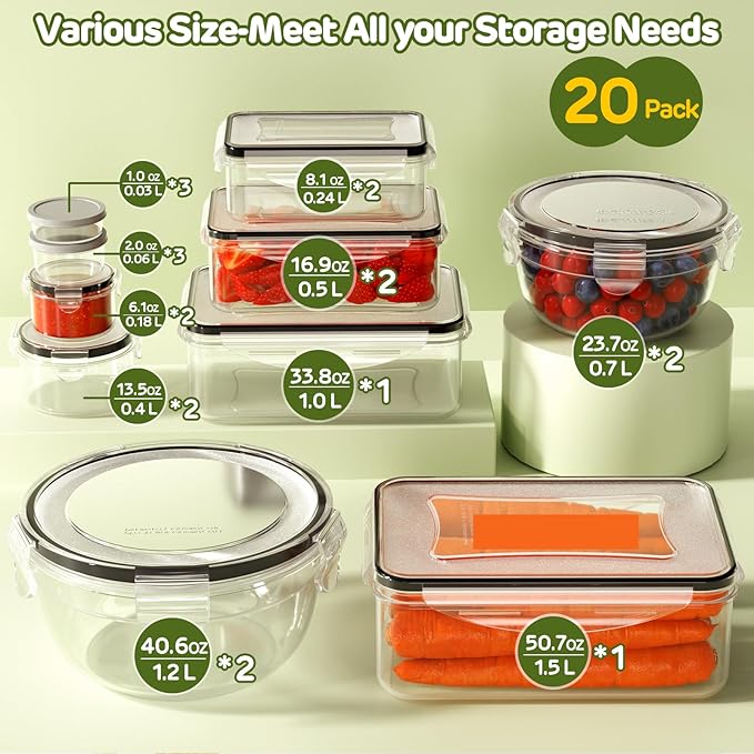 40 PCS Food Storage Containers