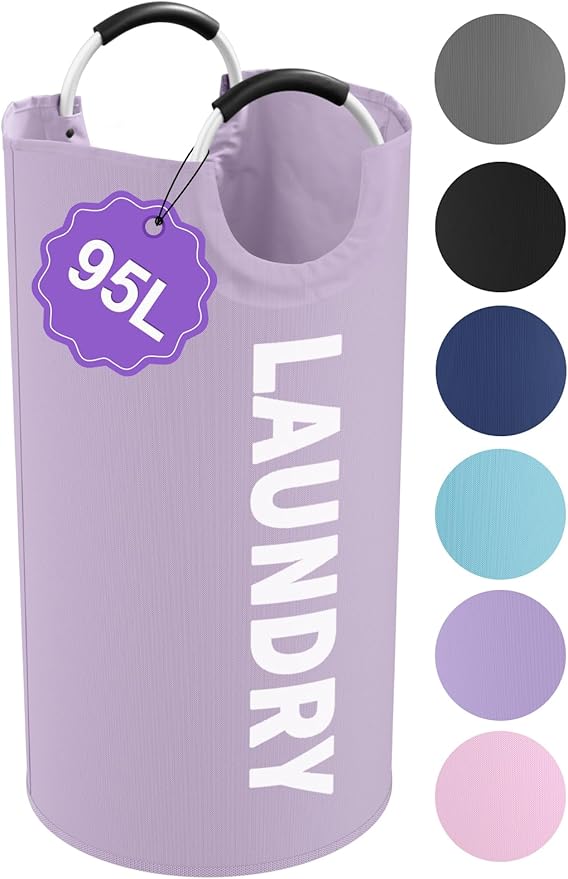 95L Folding Laundry Basket, Large Laundry Hamper