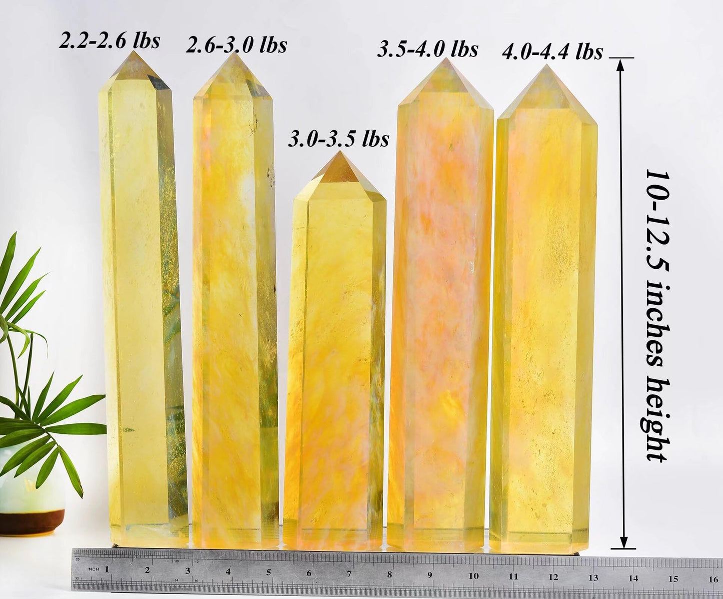 AMOYSTONE Large Smelting Yellow Quartz Wand Artificial Healing Crystal Stone Obelisk Tower 6 Faceted Column Reiki Chakra Meditation Gift 3.0-3.5 LBS