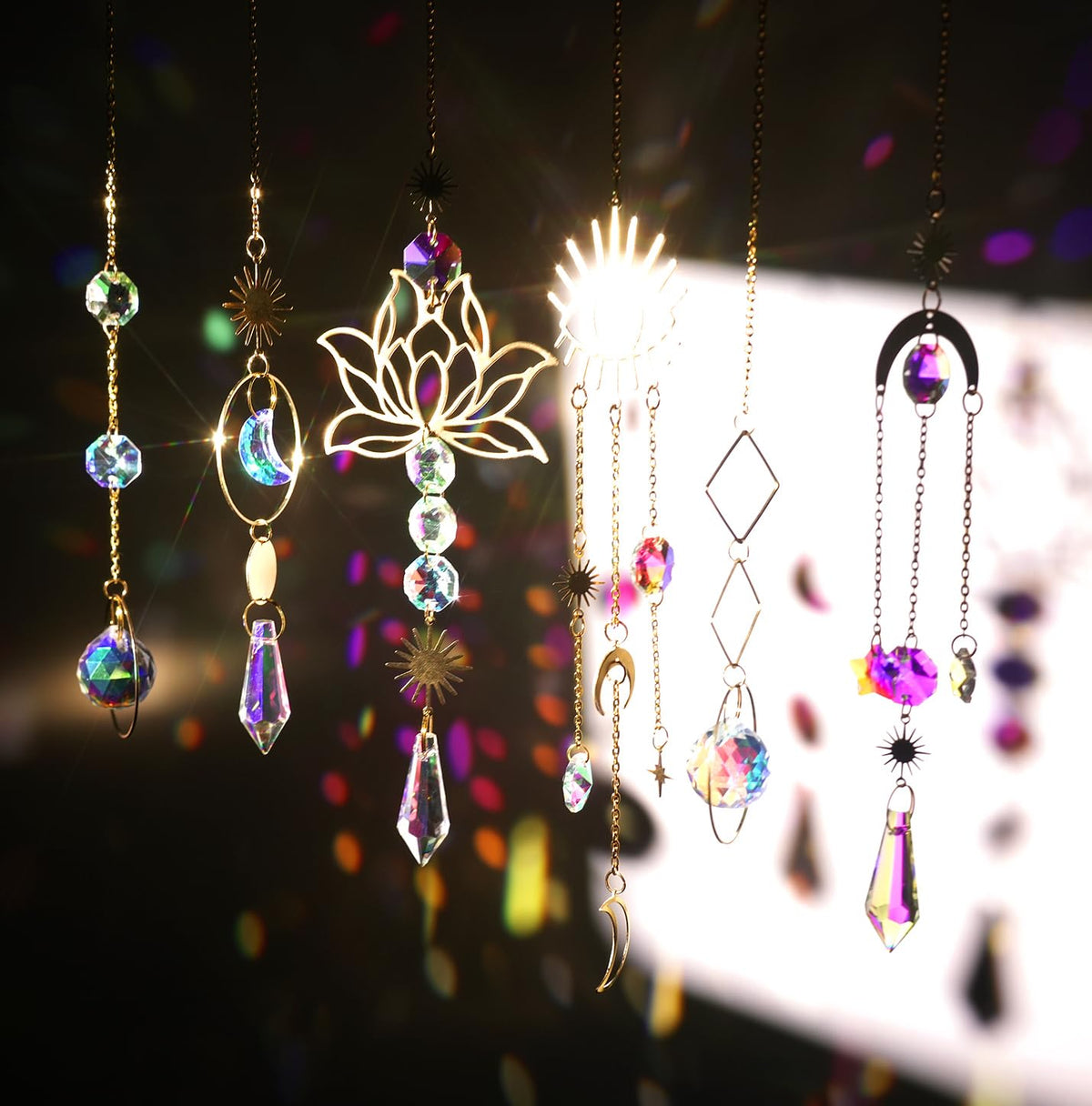 ilclviz Suncatcher Crystal Hanging Sun Catcher Prism with Chain Pendant Ornament Crystal Balls for Window