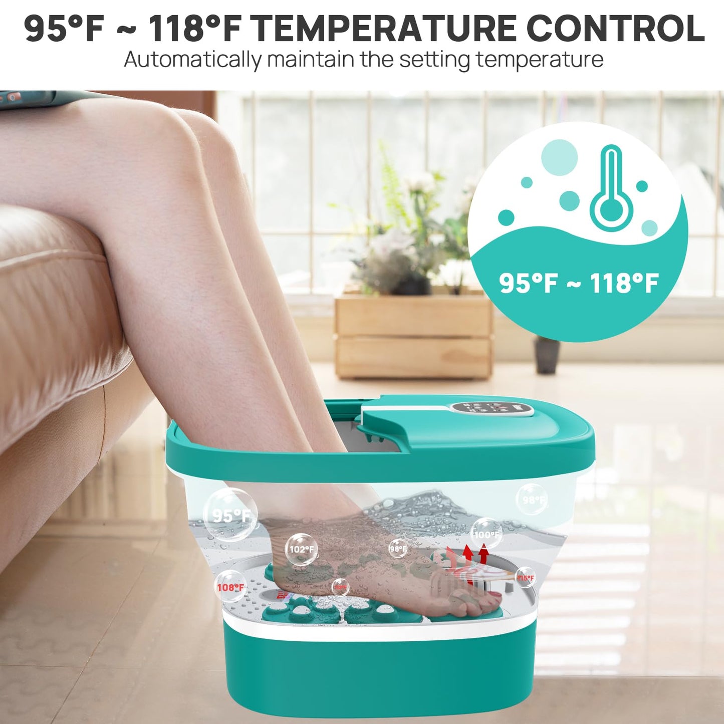 HOSPAN Collapsible Foot Spa Electric Rotary Massage, Foot Bath with Heat, Bubble, Remote, and 24 Motorized Shiatsu Massage Balls. Pedicure Foot Spa for Feet Stress Relief