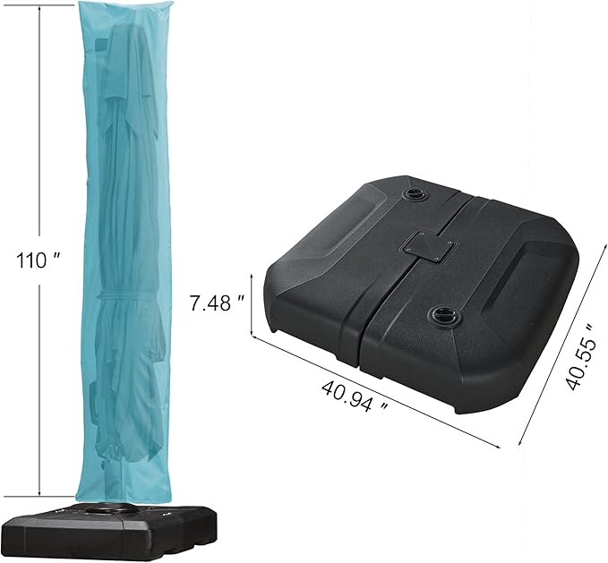 PURPLE LEAF 10'×13' Patio Umbrella with Base Included and Cover Outdoor Umbrella with Cover Extra Large Heavy Duty Cantilever Umbrella Turquoise Blue