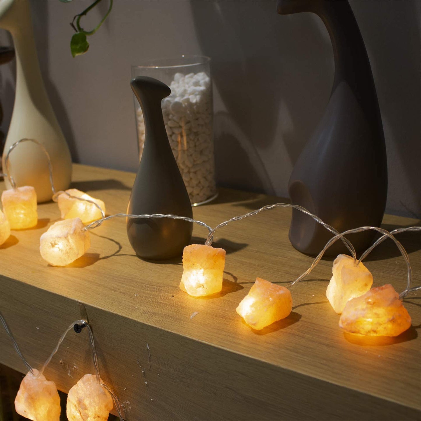 HeaHap Himalayan Salt String Lights with Switch, 20 Natural Salt Block LED Light with USB Interface Suitable for Decorating Home, Bedrooms, Fireplaces（Total Length: 11.5 Feet）