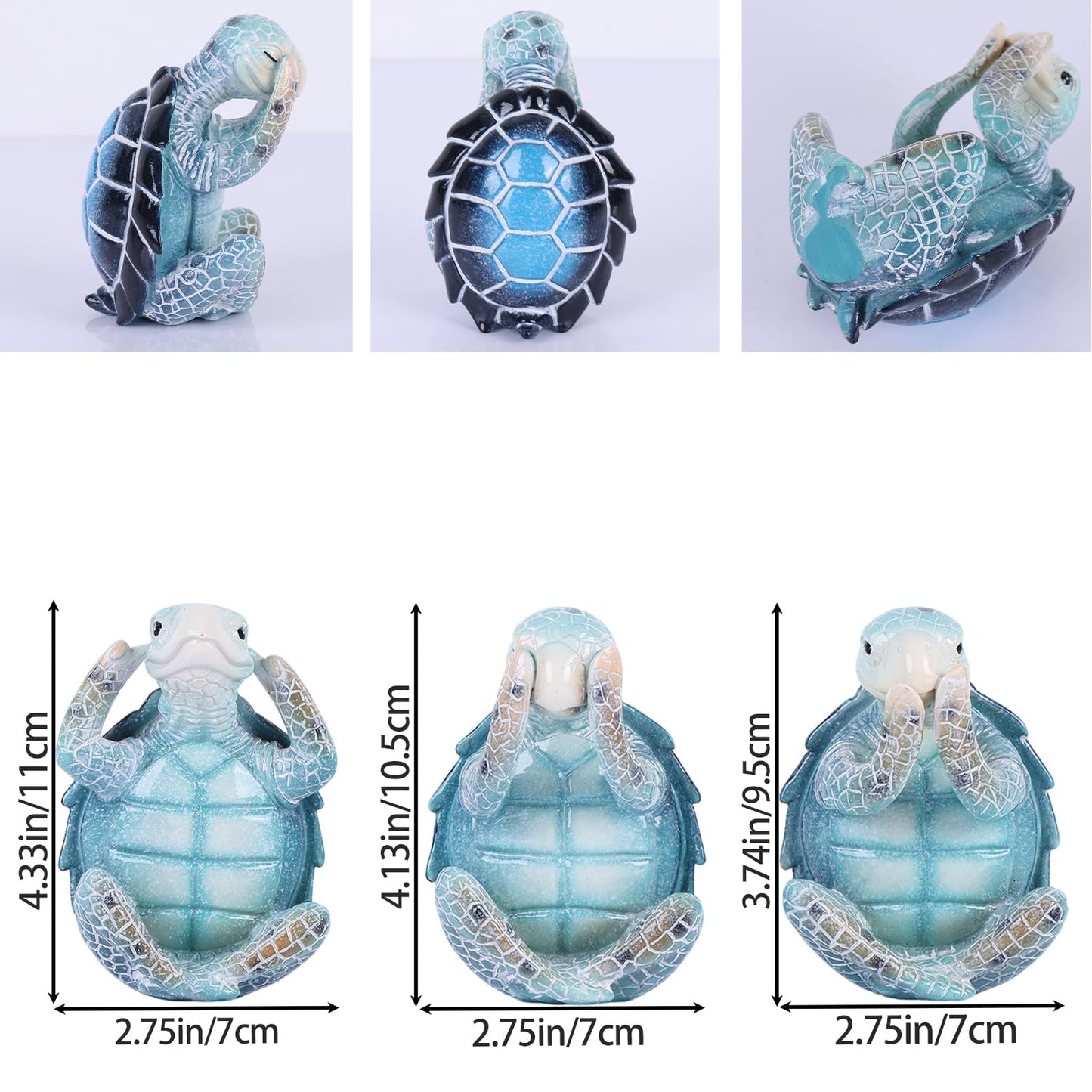Turtle Sculpture 3-Piece Set Coastal Home Decor Turtle sculptures are perfect for bathrooms, offices, bookshelves, display shelves, coffee tables, or beach-themed decor in any room of your home.