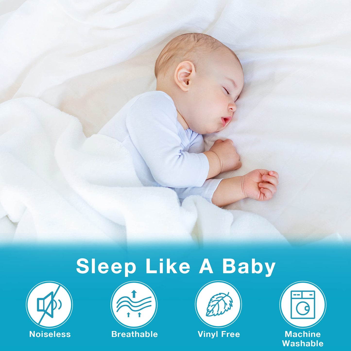 Lunsing Soft Queen Waterproof Mattress Protector, Breathable Queen Size Mattress Pad Cover, 6-18 Inches Deep Pocket, White