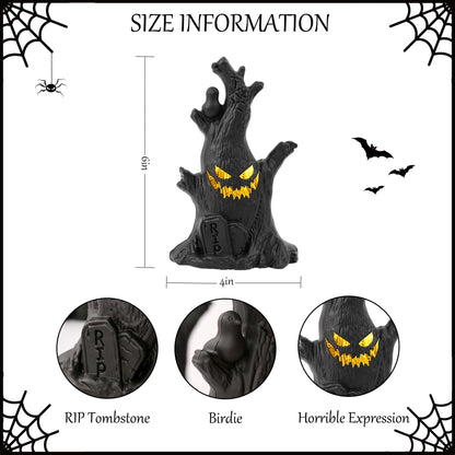 Halloween Tree, Scary Halloween Decorations Night Light, Fall Tiered Tray Decor Tree Lights Indoor, Lightweight Tabletop Decor, Village Statue Haunted House