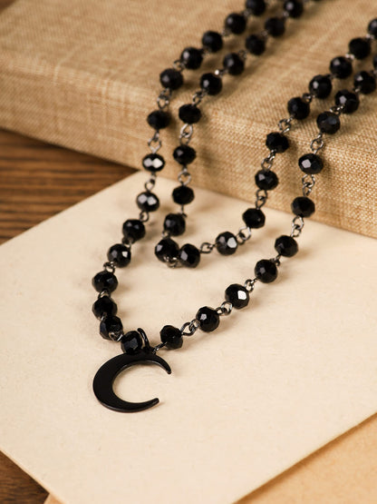 Sacina Gothic Layered Black Crescent Moon Choker, Black Moon necklace for Women, Gothic Goth Necklace, Goth Jewelry, Christmas Jewelry Gift for Women
