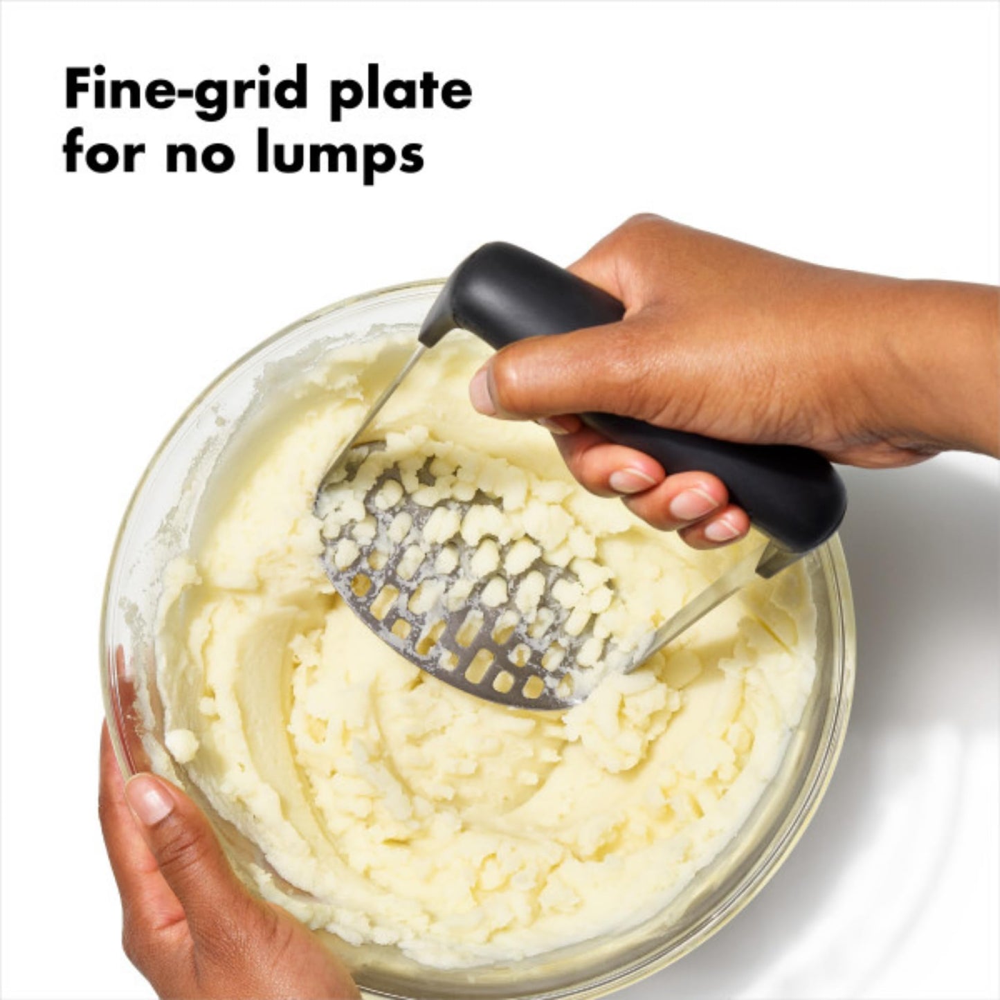 OXO Good Grips Stainless Steel Smooth Potato Masher, Black/Silver