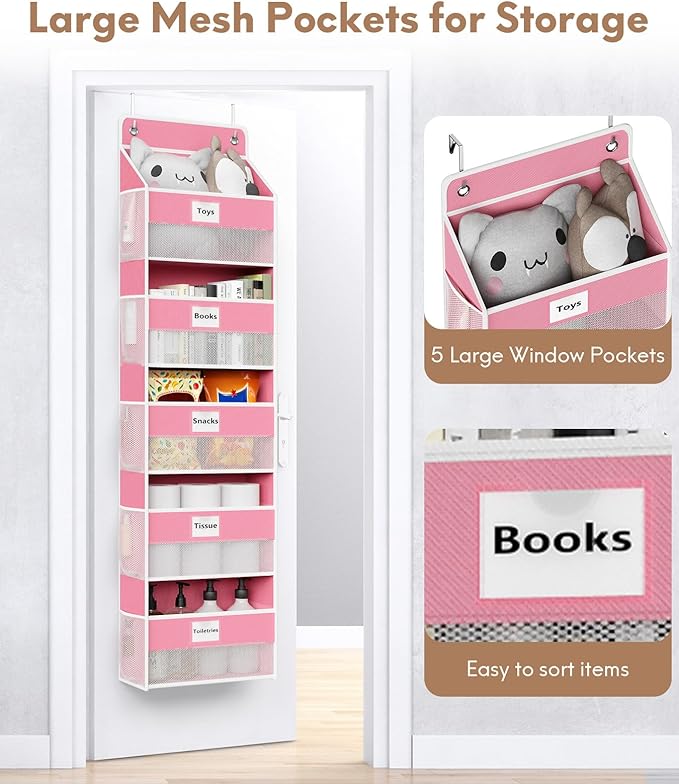 Over The Door Organizer Hanging, 5 Shelf Behind The Doors Storage, Pantry Door