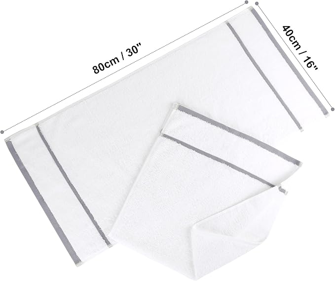PiccoCasa Set of 2, 750 GSM Luxury White Hand Towels