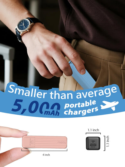 Miady 2-Pack Small Portable Charger, 5000mAh Mini Battery Pack 3.45oz Lightweight Power Bank 5V/2.4A Output & 5V/2A Input Compatible with iPhone, Galaxy, Android etc