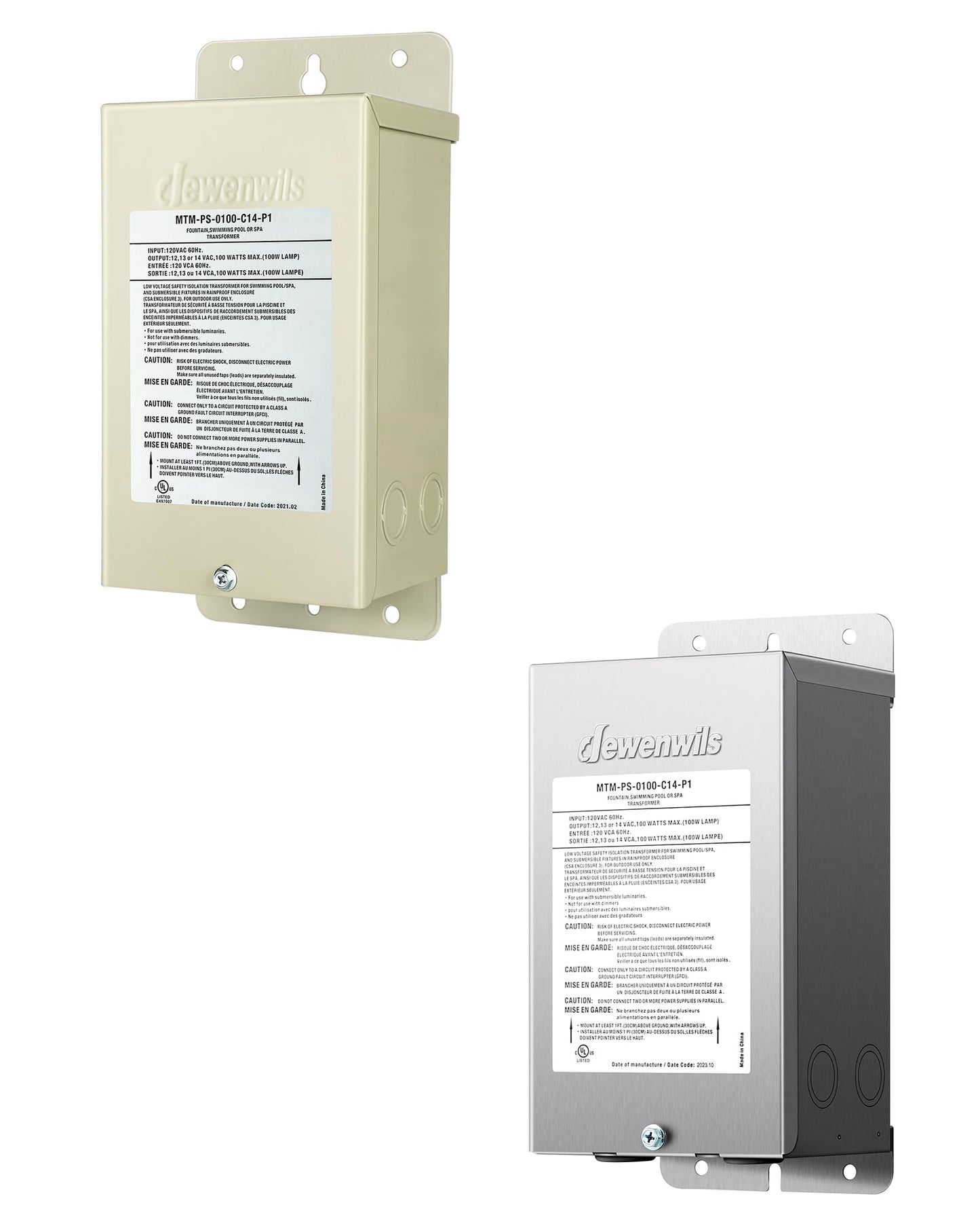 DEWENWILS 100W Low Voltage Pool Light Transformer, 120V AC to 12V/13V/14V AC, Multi-tap Safety Transformer