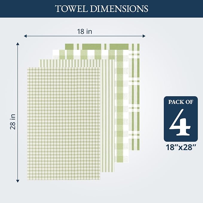 LANE LINEN Cotton Kitchen Towels Set, Quick-Drying Dish Towels