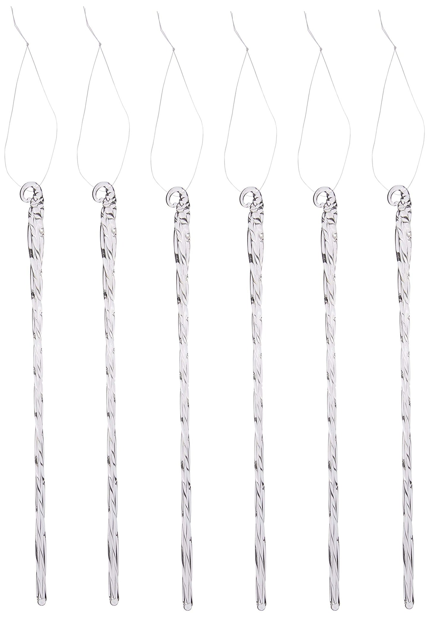 Kurt Adler 7.5-Inch Glass Twist Icicle Ornaments - 6-Piece Set