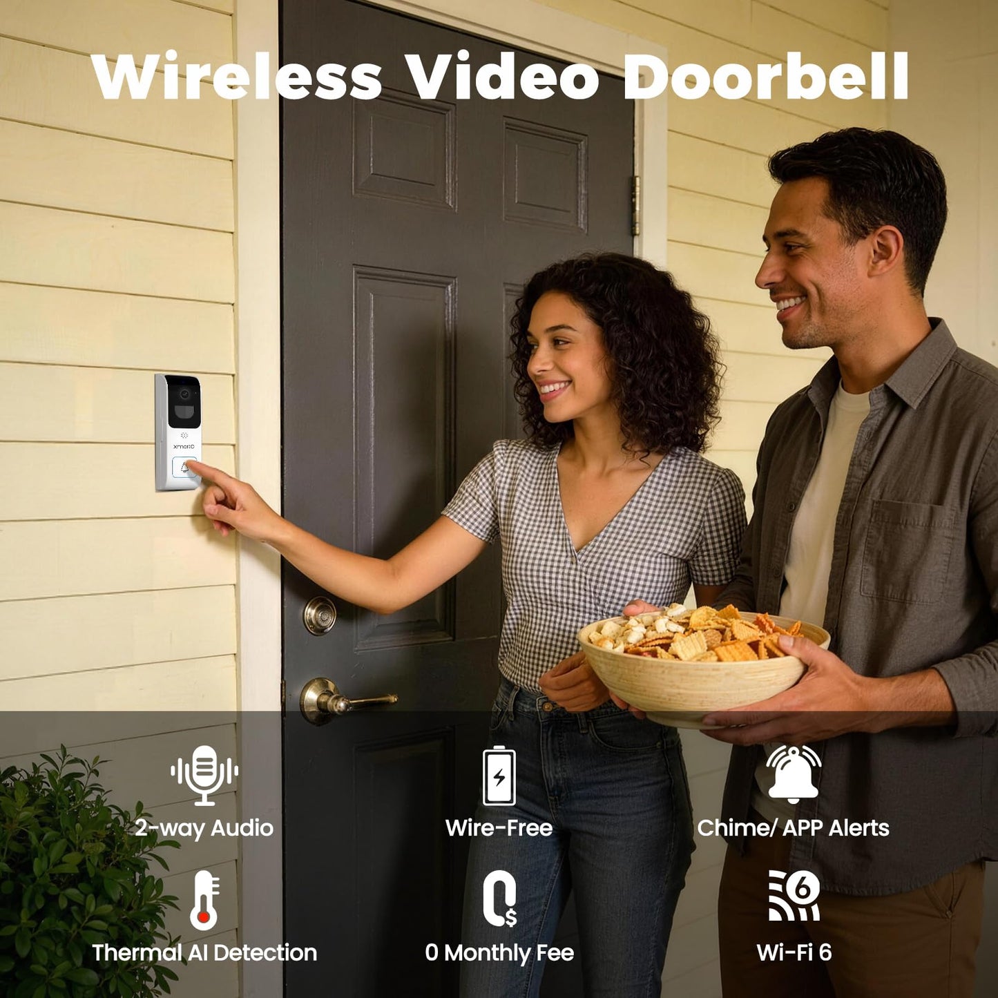 xmartO [Doorbell + 4-CAM] Dual-Lens Wireless Camera & Smart Video Doorbell Security Bundle, 16CH 4K WiFi6 Mesh NVR with 500GB HDD, 4MP 180° FOV/360° PTZ AI Tracking, 2-Way Audio, No Monthly Fee