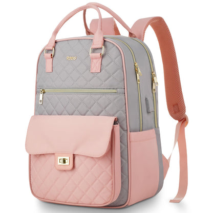 RJEU Laptop Backpack Women 15.6in,Anti-theft Rucksack Handbag for Work Travel Cabin,Smart School Backpack Girls College Bag for Office Uni Commuting,Gifts for Ladies,Black