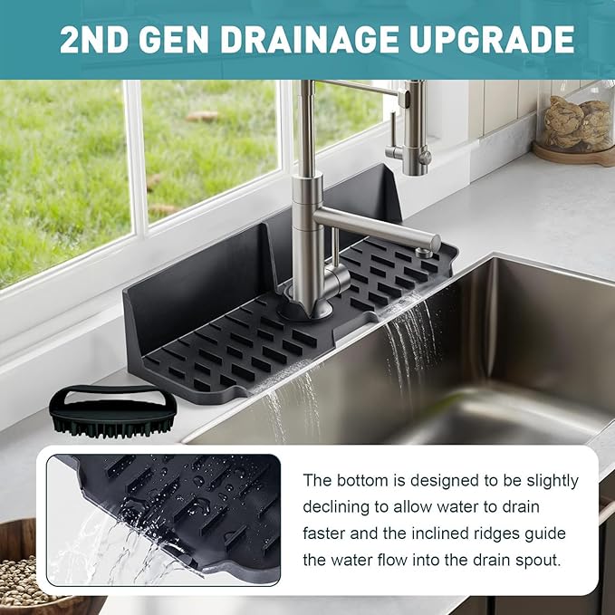 Kitchen Sink Splash Guard，Sink Draining Pad Behind Faucet，Faucet Mat