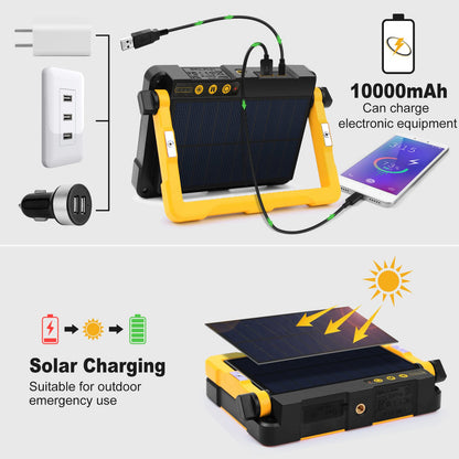 Linke Rechargeable Work Light 80W, Super Bright Camping Lights with 10000mAh Battery Portable Floodlight with Magnetic, USB, Solar Emergency Led Lantern for Tent Car Repairing Hiking & Fishing