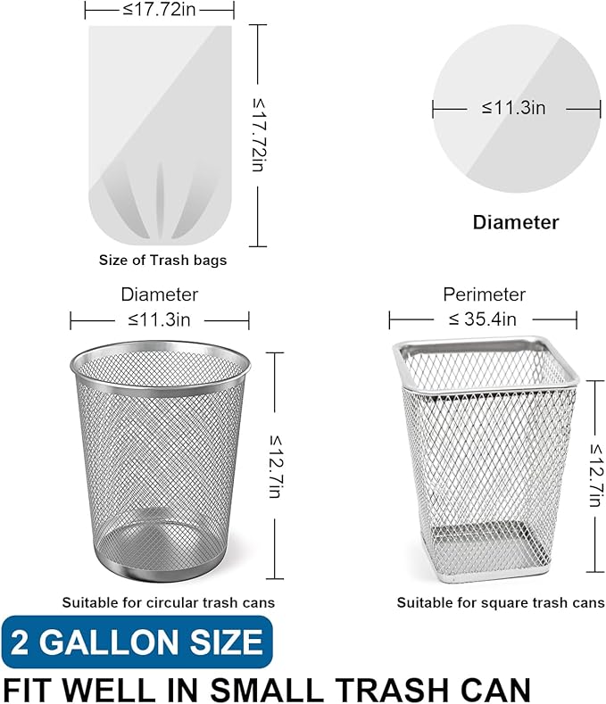2 Gallon Trash Bags Drawstring 0.96 Mil