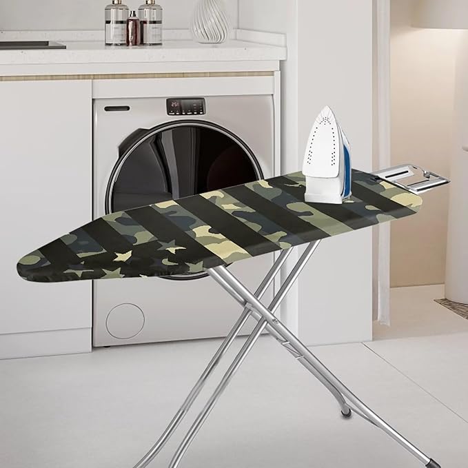 America Flag Ironing Board Cover, Camouflage Stripe Star Elastic Edges Non-Slip