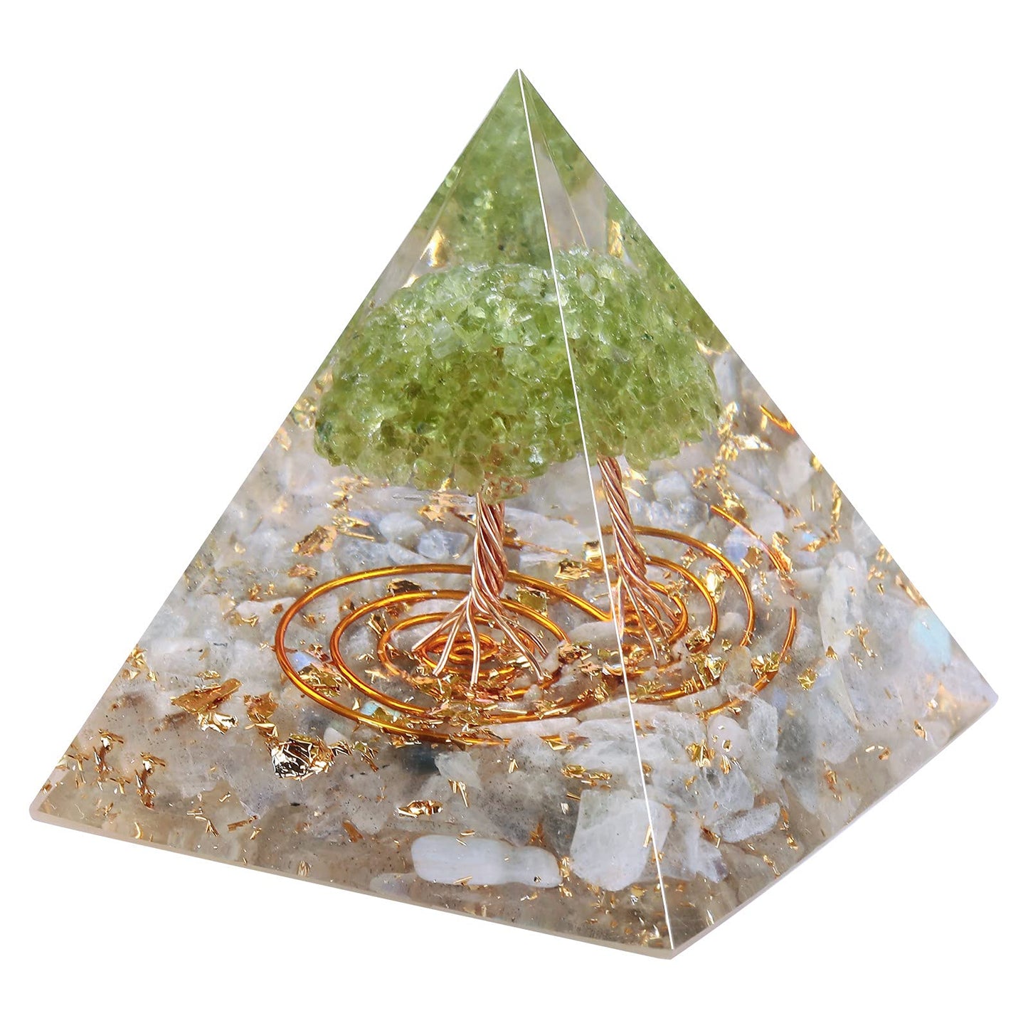 Rockcloud Tree of Life Orgone Pyramid Energy Generator Reiki Crystal Stone Home Office Handmade Ornament Decor for Chakra Balancing 2.36 inches, Labradorite