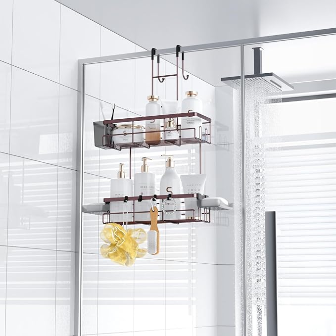 Over the Door Hanging Shower Caddy: Rustproof Hanging Organizer over the Door