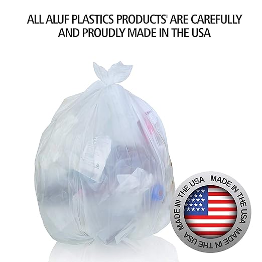 Aluf Plastics 45 Gallon Clear Trash Bags 40" x 48"