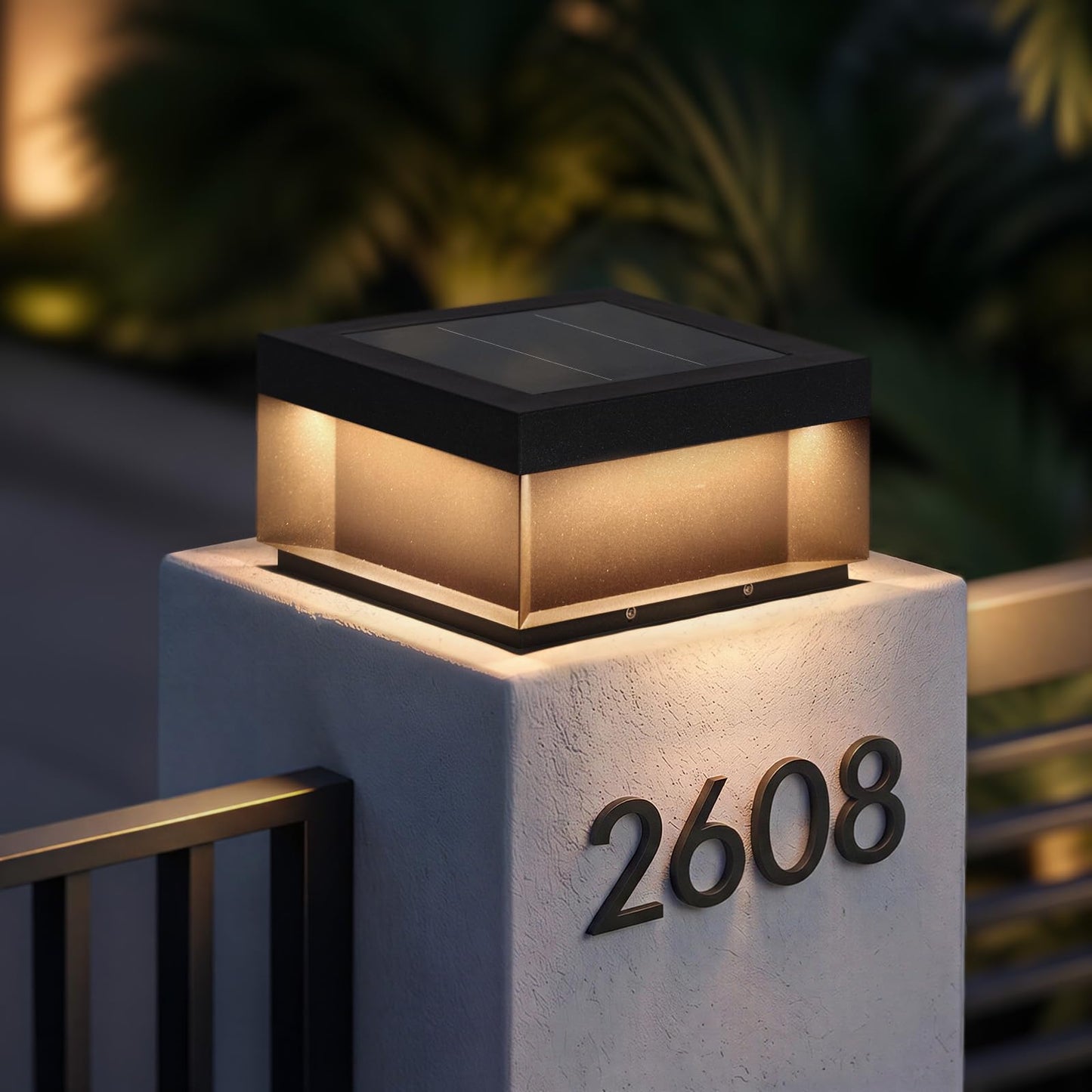 VZVI Solar Post Lights Outdoor, 11.8'' Pillar Light IP54 Waterproof, 3000K Solar Column Lights Outdoor, Dusk to Dawn Extra Large Pillar Light, Modern Fence Column Lamp Fixture for Entrance Deck Patio