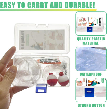 Compact Mini Fishing Kits Bulk – Emergency Survival Fishing Tackle Kits with Case for Beginners, Outdoor Operation, Shoebox Stocking Stuffer for Kids (12)