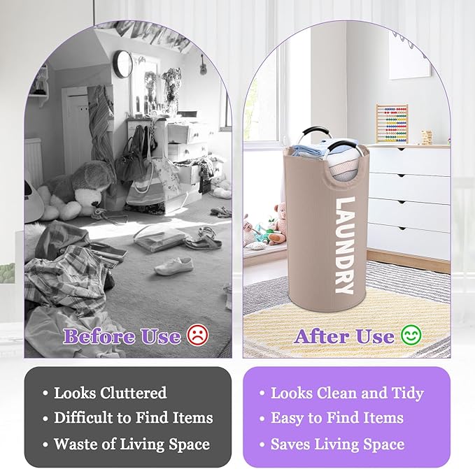 95L Folding Laundry Basket for Singles, Large Laundry Hamper