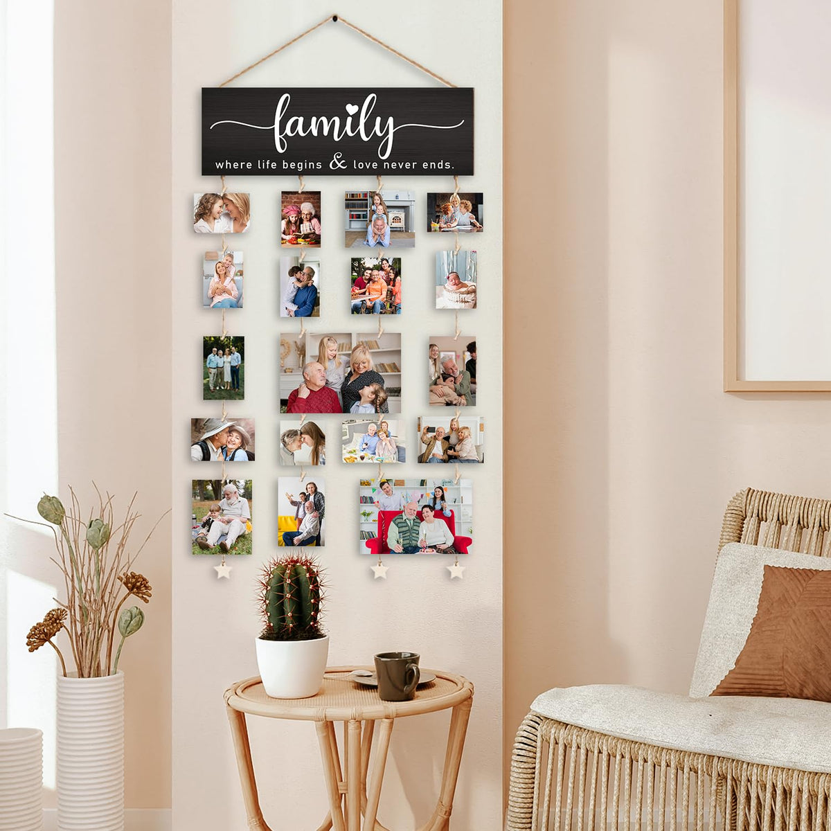 Orchroma Picture Frames Collage Photo Hanging Display Picture Board,Family Picture Frames Collage Wall Decor,Family Where Life Begins and Love Never Ends,Home Living Room Bedroom Wall Decor (Black)