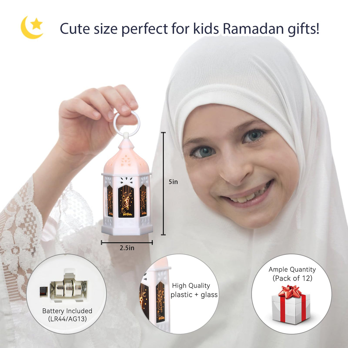 LLQ Mini Ramadan Lantern (12Pcs-5in) - Moroccan Small Lanterns Decorative, Eid Mubarak Decorations for Home, Ramadan Gifts for Family, Table Centerpiece
