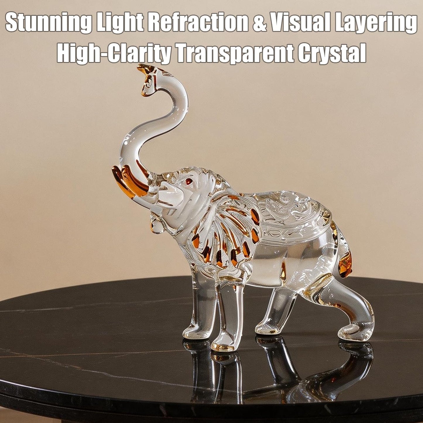 KWASVLYA Handmade Crystal Elephant Figurine – Good Luck Decorative Statue for Home & Office Decor, Elegant Gift for Housewarming, Business, Weddings & Collectors
