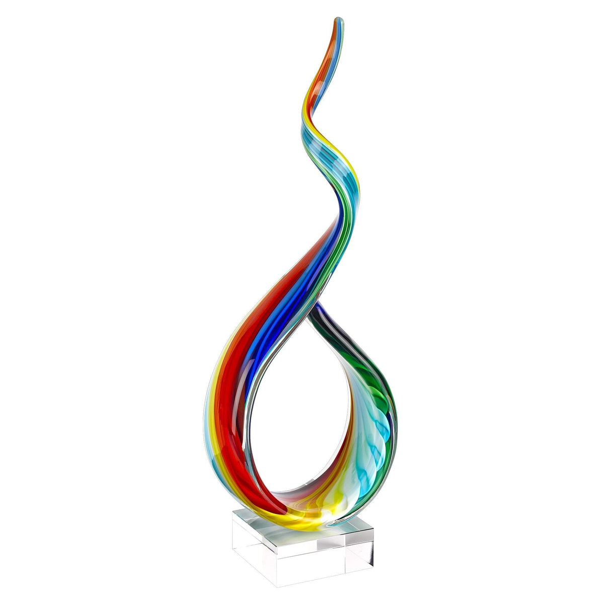 Badash Rainbow Murano-Style Sculpture - Home Decor Statue Glass Art - 18" Tall Mouth-Blown on Crystal Base