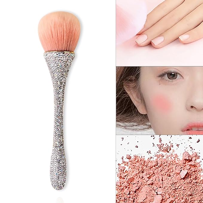 WOKOTO 1pcs White Shiny Rhinestone Nail Art Dust Brushes
