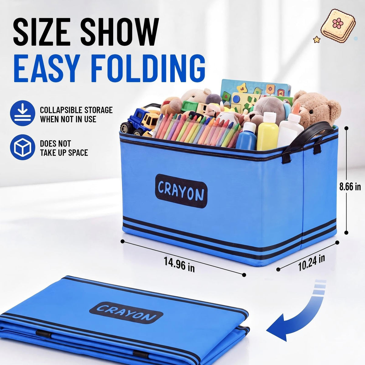 Vesici 6 Pcs Back to School Storage Basket 15 x 10 x 8.6 Inches Rectangle Classroom Storage Bins with Handles Collapsible Canvas Organizer Boxes for Classroom Library Home Nursery