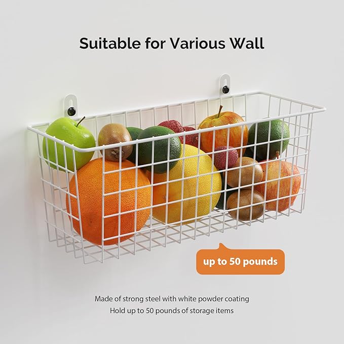 MaraFansie Wire Basket 4-Pack Hanging Wall Organizer Cabinet Storage Basket