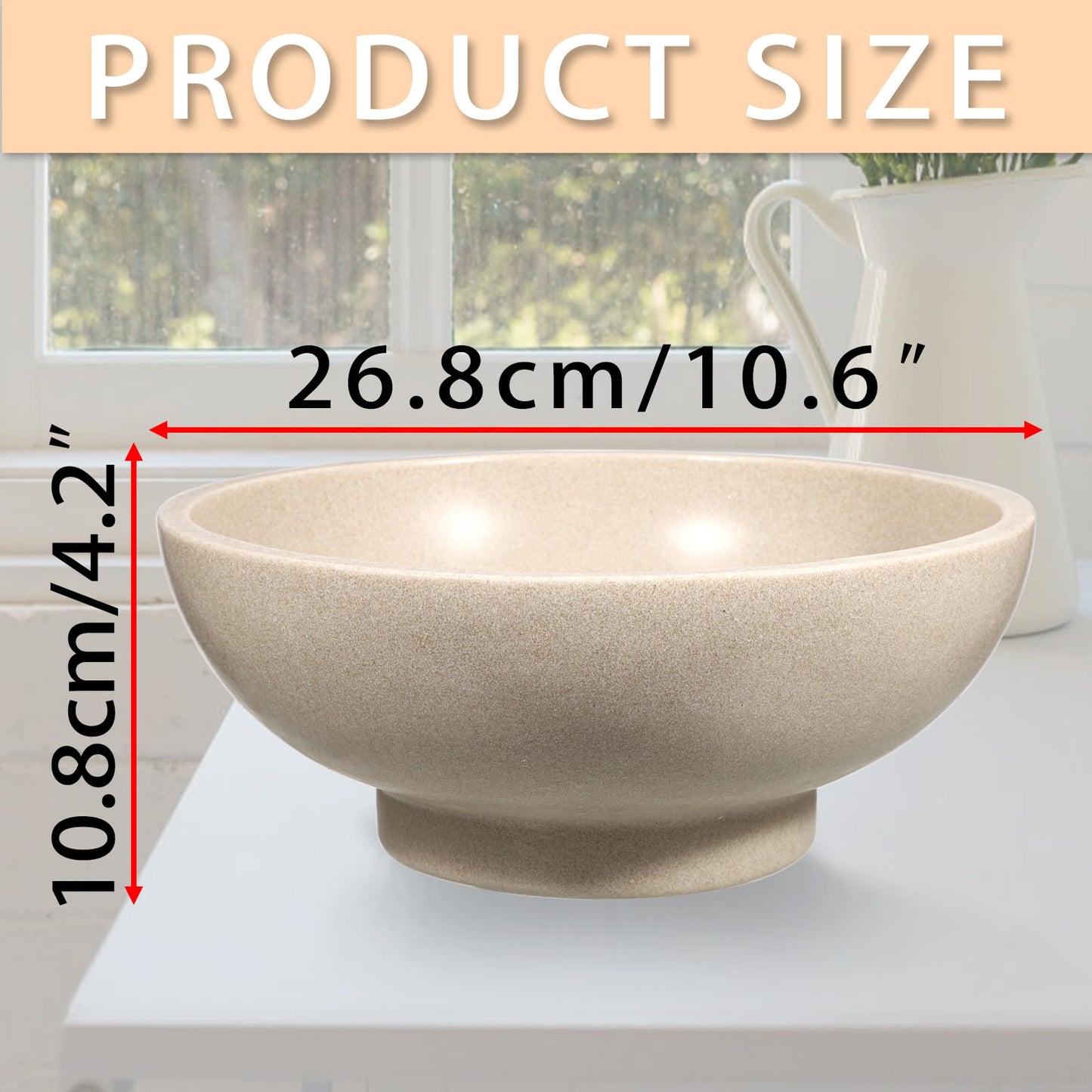 GUSHBIN Key Bowls for Entryway Table 10.6" Large Decorative Bowl Fruit Bowl Modern Key Holder Bowls Pedestal Bowl for Kitchen Counter Home Decor, Beige