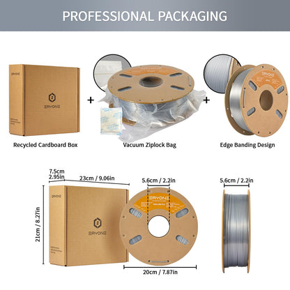 ERYONE Silk PLA Filament 1.75mm, 3D Printer Filament PLA, -0.03mm, 1kg(2.2lbs)/Spool, Silk Silver